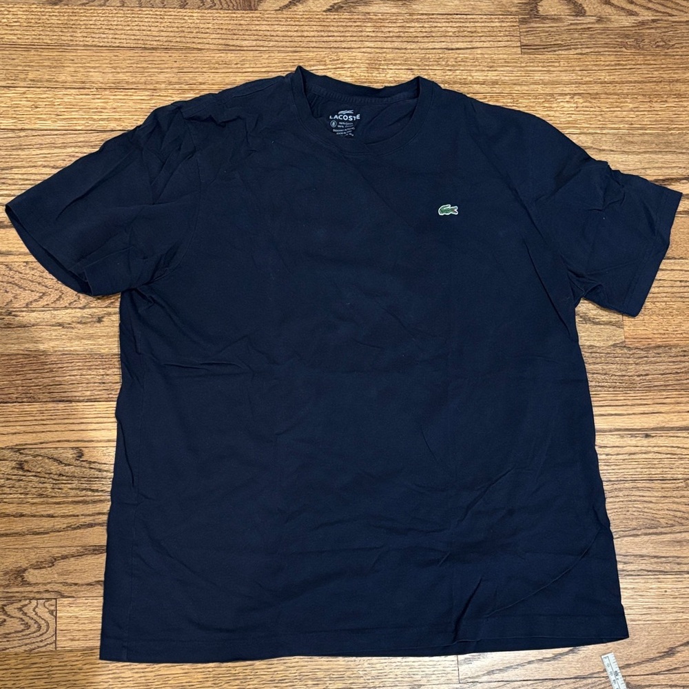 Lacoste Black Short Sleeve Crew T-Shirt with Green Crocodile 3XL